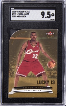 2003 Fleer Ultra Gold Medallion Die-Cut "Lucky 13" #171 LeBron James Rookie Card - SGC MT+ 9.5
